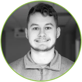 Green headshot of Brandon, marketing manager