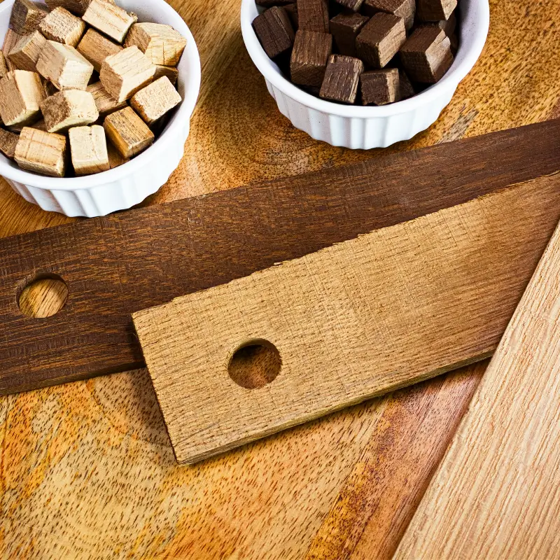 oak cubes and staves