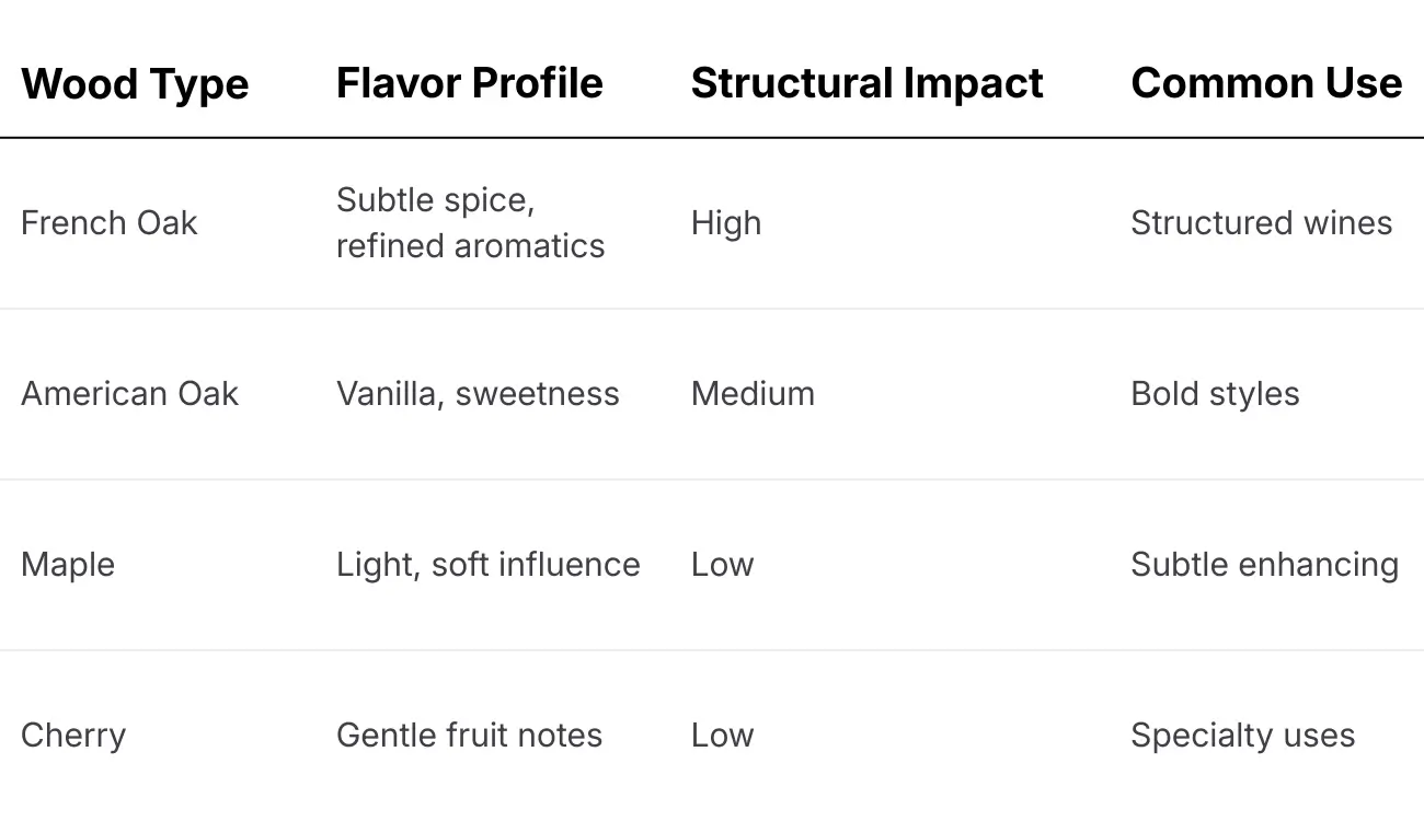 Wood Type Info Table